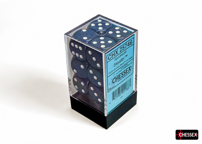 Speckled Stealth 16mm d6 Dice Block (12 dice) - CHX25746